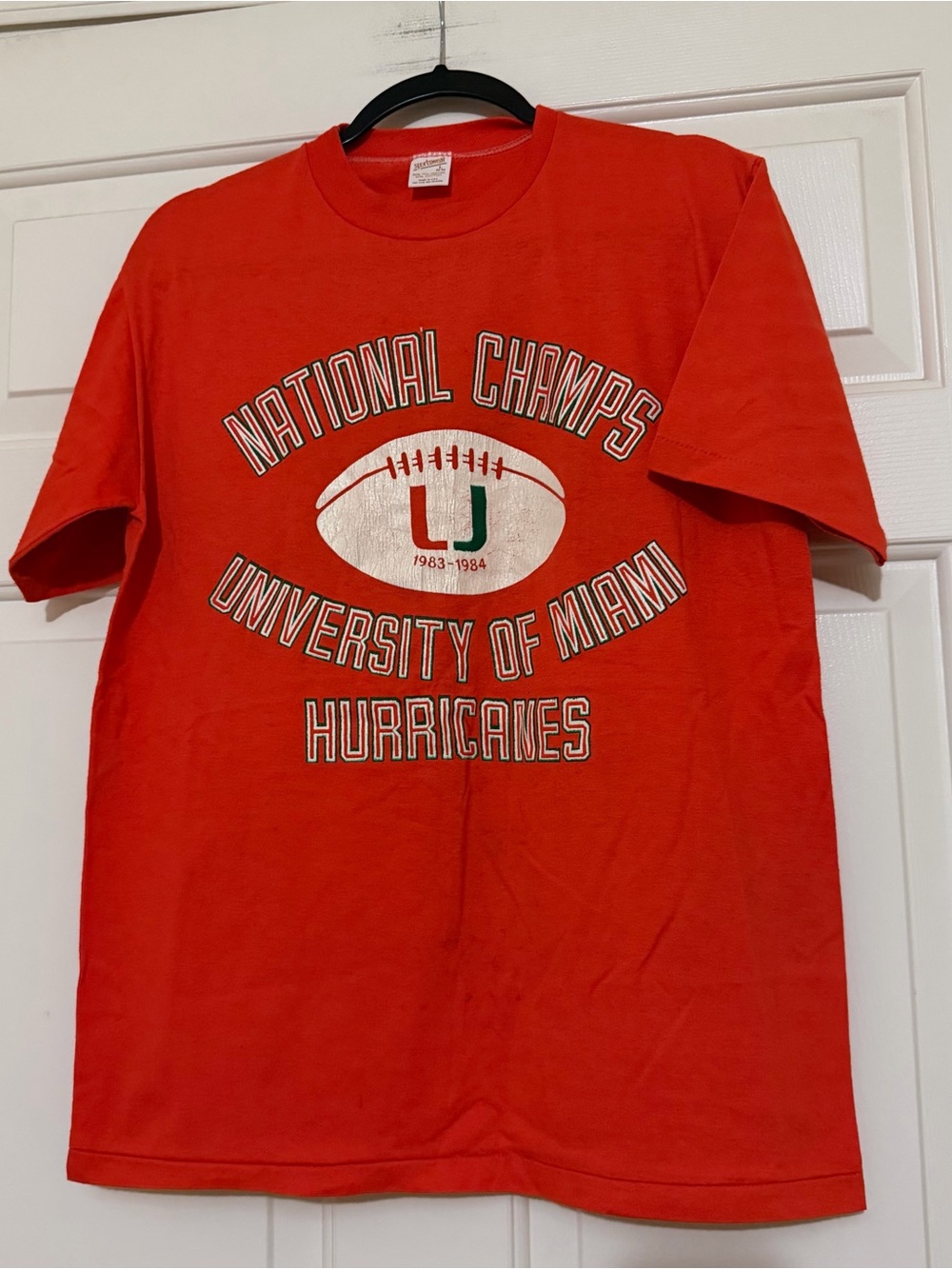 Vintage 1983 1984 University of Miami National Champions Football Tee Size L M